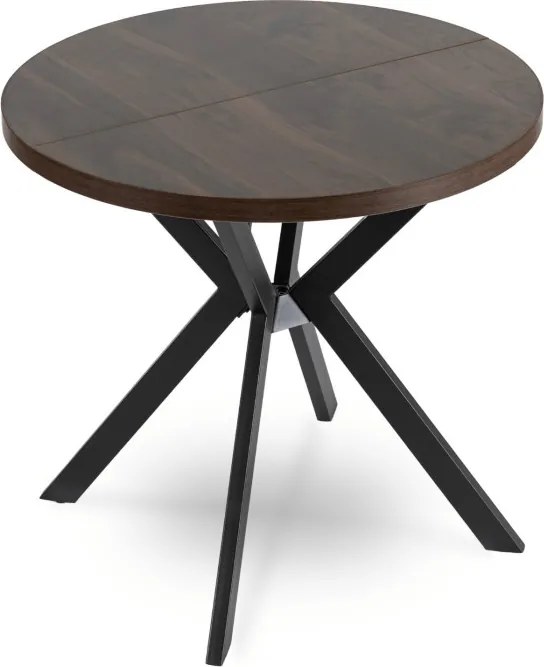 Stół Okrągły Rozkładany DORIAN 80-160 cm Orzech/Czarny Nowoczesny Loft