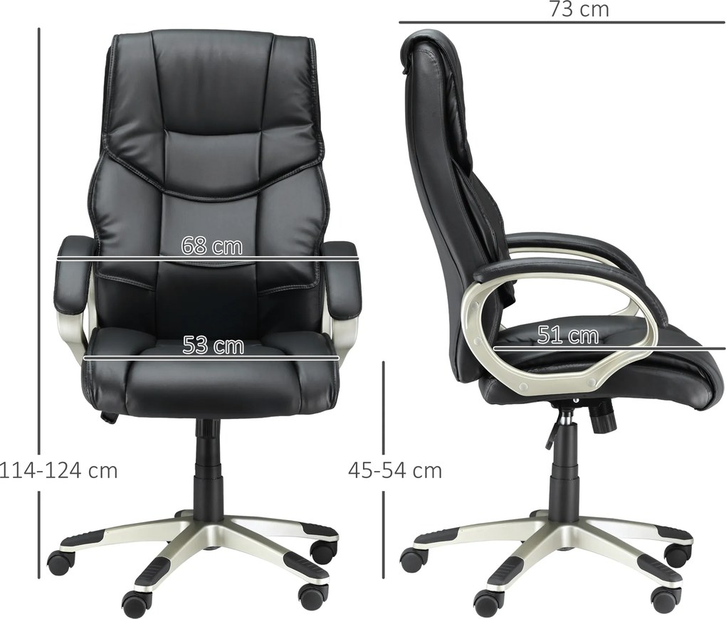 HOMCOM ergonomiczny fotel biurowy obrotowy wygodny czarny fotel do pracy przy biurku | Aosom PL