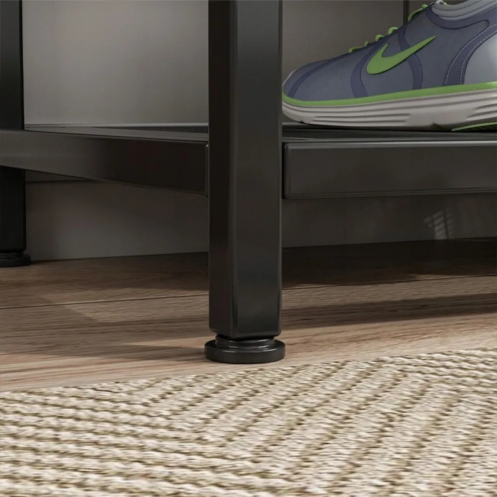 Szafa do przedpokoju z ławką i półką na buty 100x40x186 cm – styl industrialny, kolor ciemny brąz.