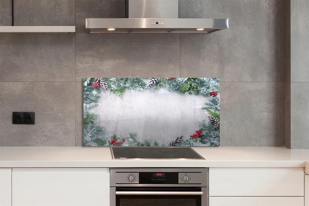 Szklany Panel Szyszki w Zimowym Śniegu