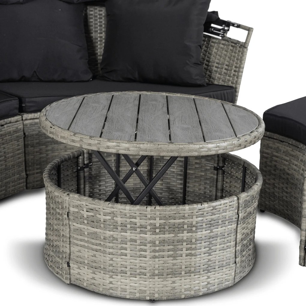 Zestaw modułowych mebli ogrodowych technorattan Island - łóżko ogrodowe