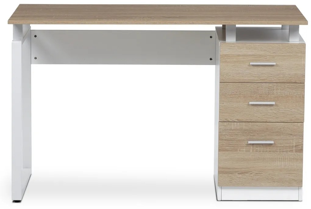 Biurko 3218 SON, białe i dąb sonoma