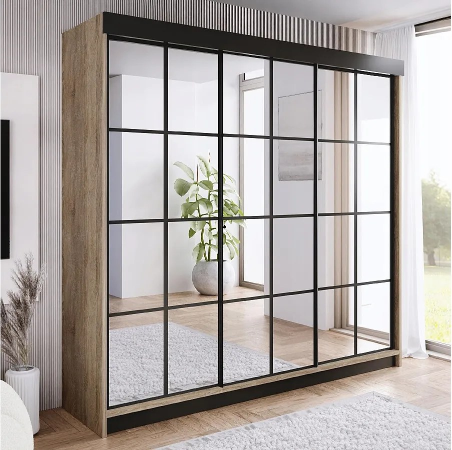 Szafa przesuwna z lustrem BARI 3 dąb sonoma 250