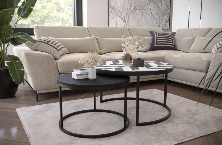 Dwuczęściowy stolik kawowy glamour + czarny S1-B74