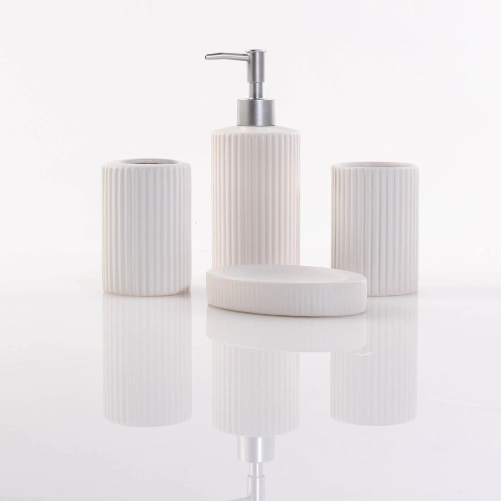 Zestaw ceramicznych akcesoriów łazienkowych, 4 elementy