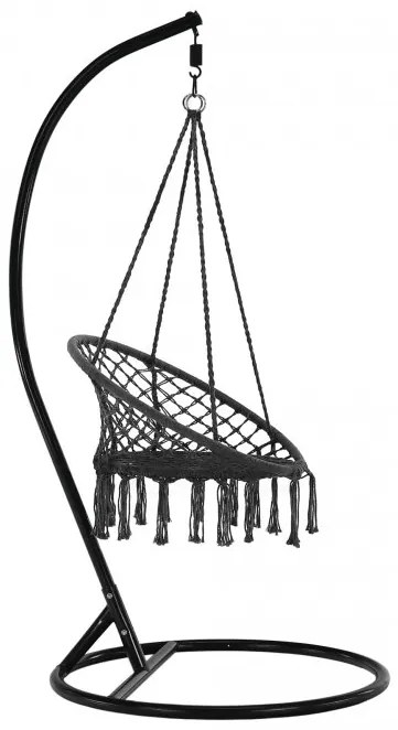 Czarny fotel wiszący COLUMBIA z czarnym stojakiem