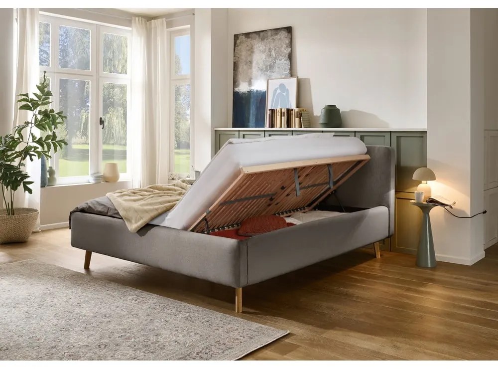 Jasnoszare tapicerowane łóżko dwuosobowe bez stelaża 140x200 cm Mattis – Meise Möbel