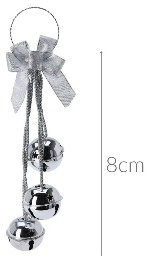 Dekoracja świąteczna na drzwi - kokarda na kole, 3 dzwoneczki