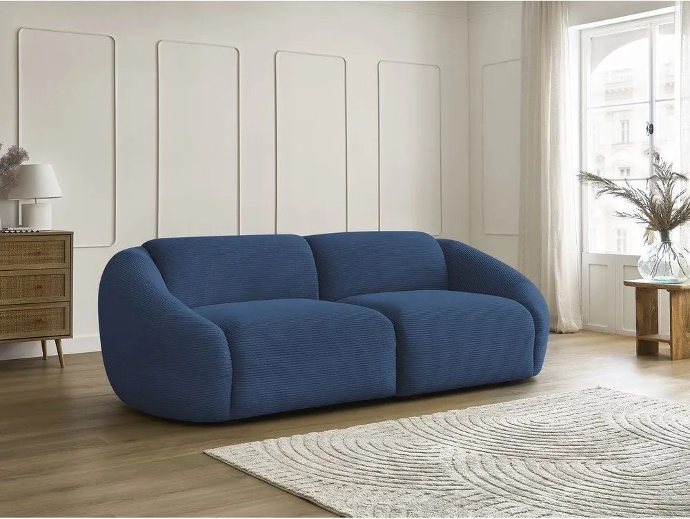 Ciemnoniebieska sztruksowa sofa 250 cm Tina – Bobochic Paris