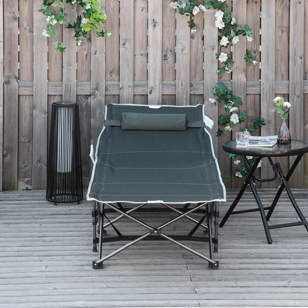 Outsunny Składane łóżko kempingowe z poduszką, 188 x 64,5 x 53 cm, Szary