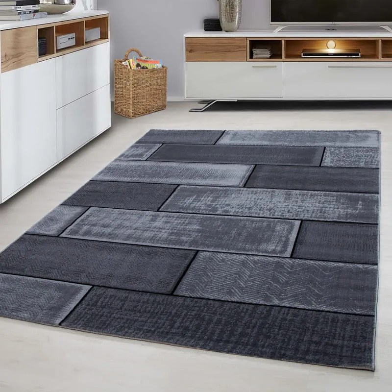 Dywan nowoczesny Plus Cegły szaro-czarny 280 cm x 370 cm