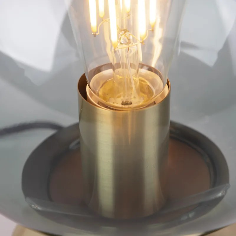 Lampa stołowa art deco mosiądz z zielonym szkłem - Pallon ArtDeco Oswietlenie wewnetrzne