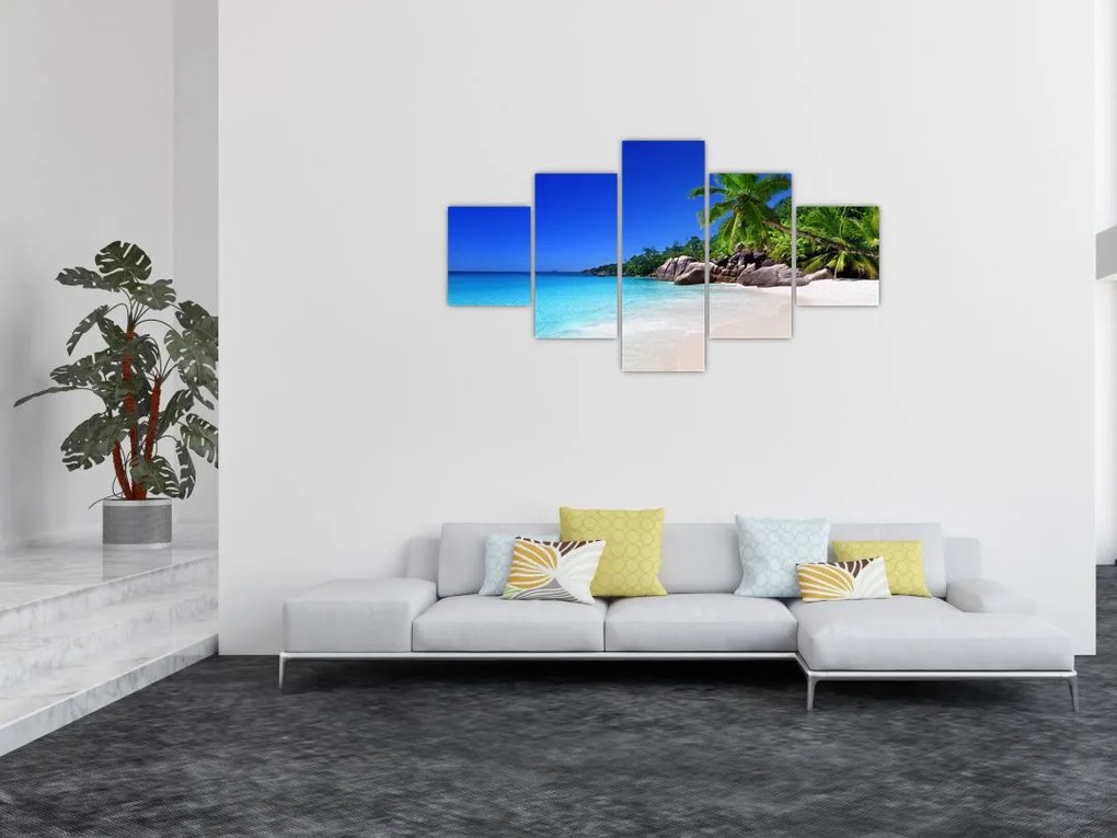 Obraz plaży na wyspie Praslin (125x70 cm)