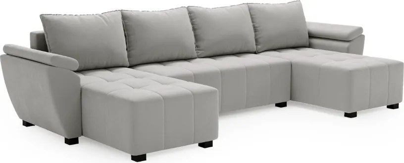 Rozkładana sofa narożna w kształcie U LIVARO 305x140 cm, jasnoszara