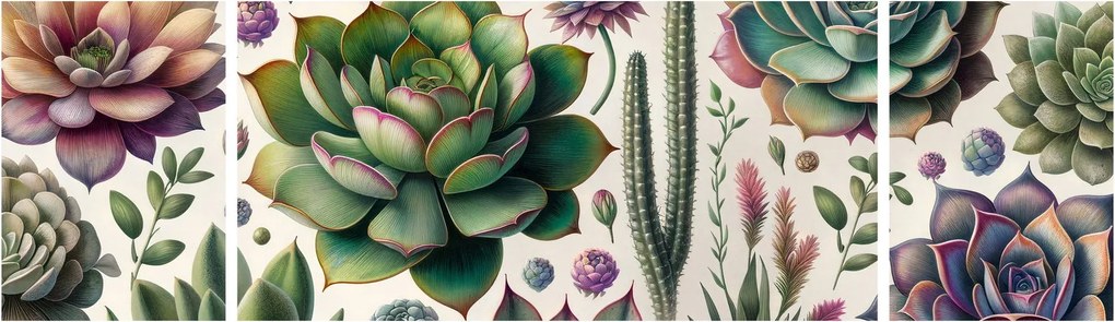 Obraz - Sukulenty (170x50 cm)