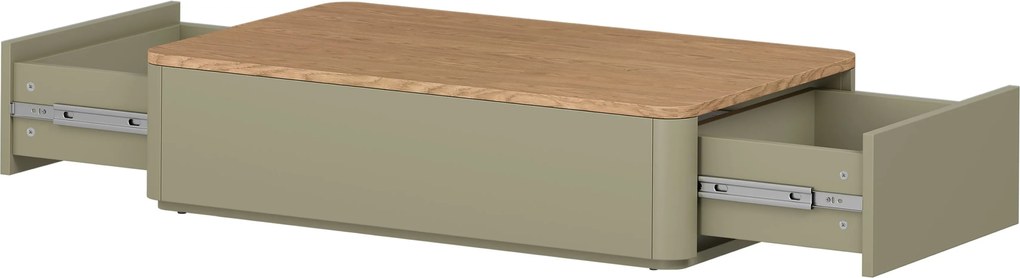 Stolik kawowy Elivo 100 cm z szufladami - eukaliptus / dąb baltic dune