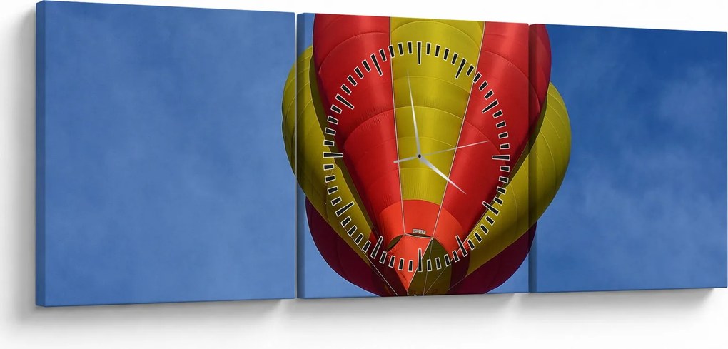 Obraz latającego balonu (z zegarem) (90x30 cm)