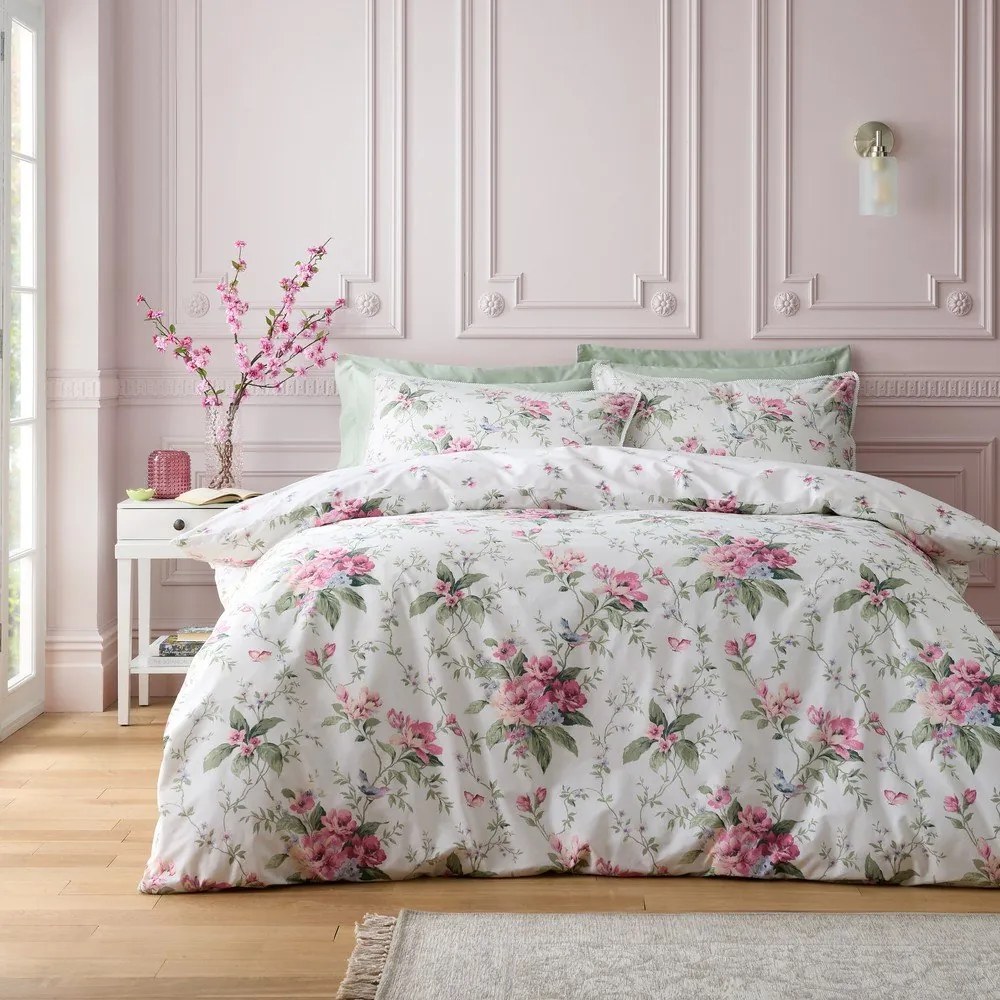 Kremowa pościel dwuosobowa 230x220 cm Bridgerton Penelope Floral – Catherine Lansfield