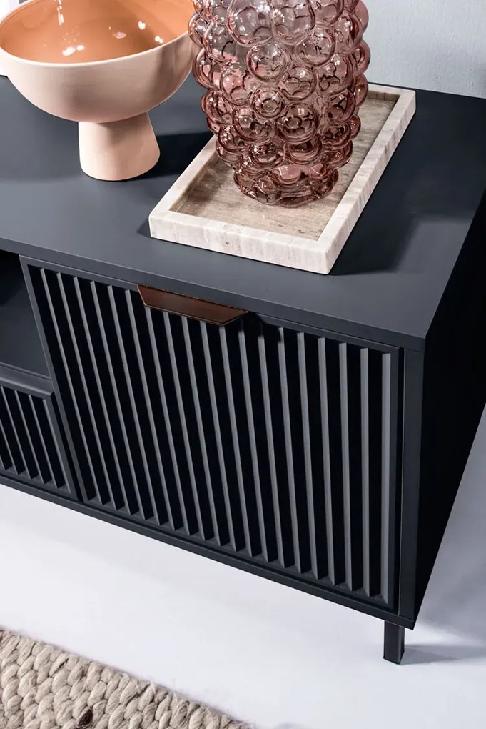 Lamelowa szafka rtv w kolorze indigo K7-L71