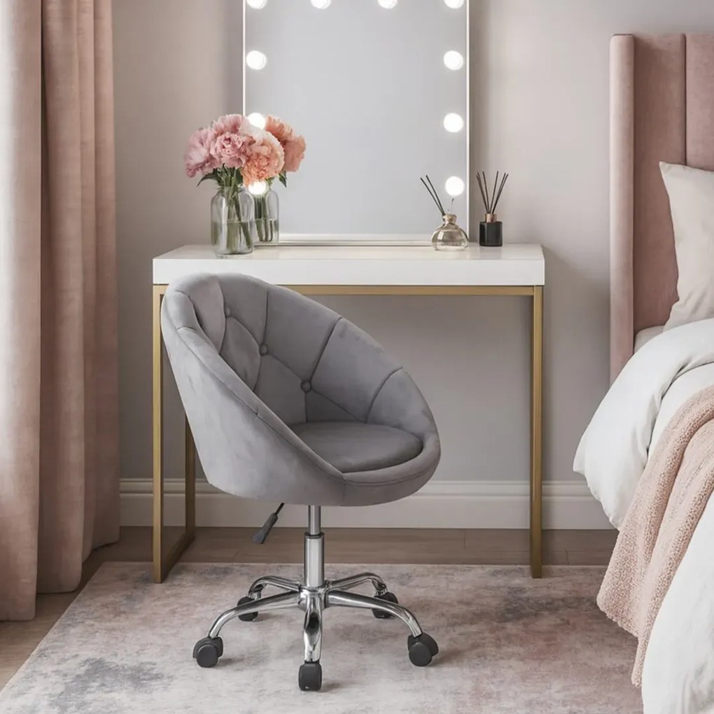 Szary fotel obrotowy welurowy  C7-Z91