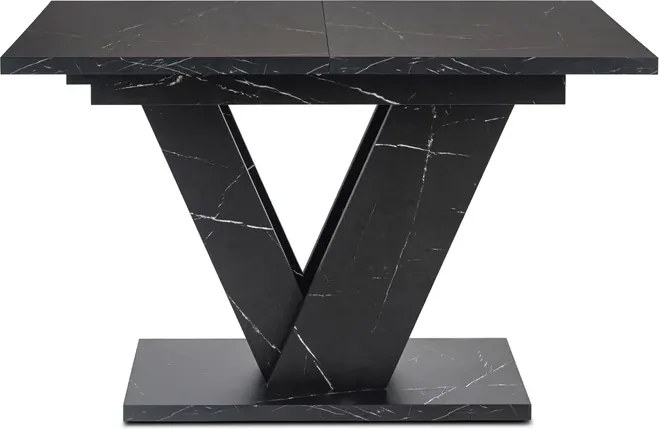 Stół Prostokątny Rozkładany CLARK 120-160 cm Czarny Marmur Glamour