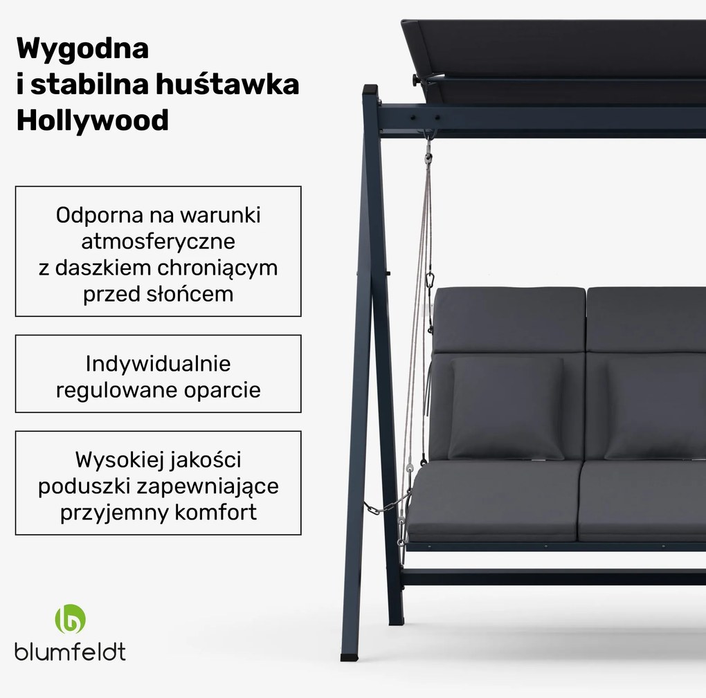 Blumfeldt FlexiSwing Huśtawka ogrodowa w stylu Hollywood