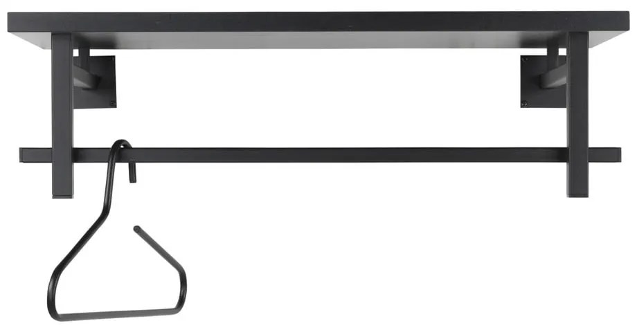 Czarny metalowy wieszak ścienny z półką 76 cm Simplon – Spinder Design