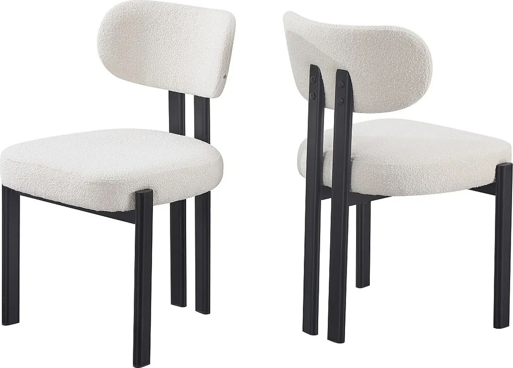 Zestaw 2 krzeseł z tkaniny typu bouclé i czarnego metalu – Beżowe i czarne – NOA