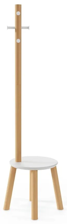 Biały wieszak z drewna kauczukowego Pillar – Umbra