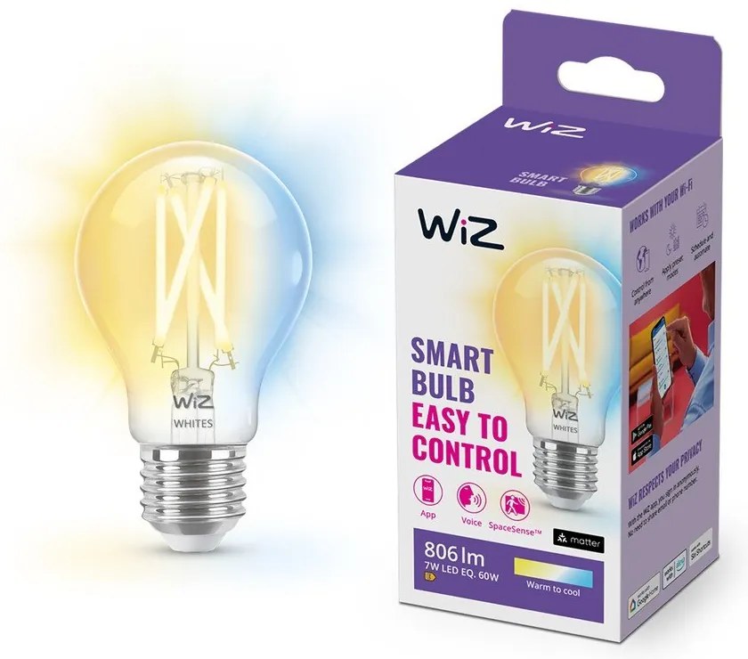 Inteligentna żarówka filamentowa z gwintem E27, 7 W – WiZ