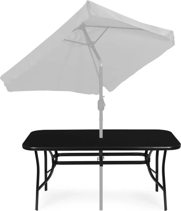 Stół ogrodowy Torello 094, 160x90 cm - czarny, z otworem na parasol