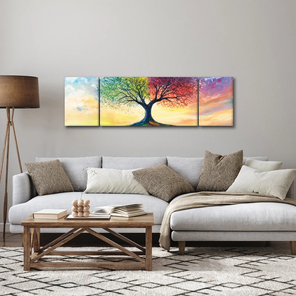 Obraz – Malowane drzewo czterech pór roku (170x50 cm)
