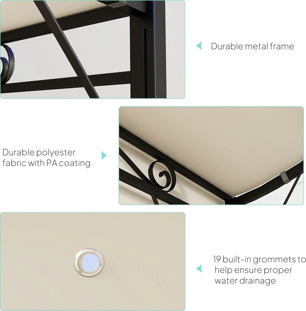 Outsunny Pawilon z Regulowanym Dachem Odporny na Warunki Pogodowe 3 x 2,5 m Kremowy