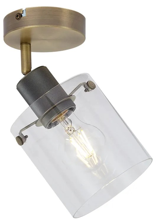 Designerski reflektor ścienny brązowy z przezroczystym szkłem - Domo Nowoczesny Oswietlenie wewnetrzne