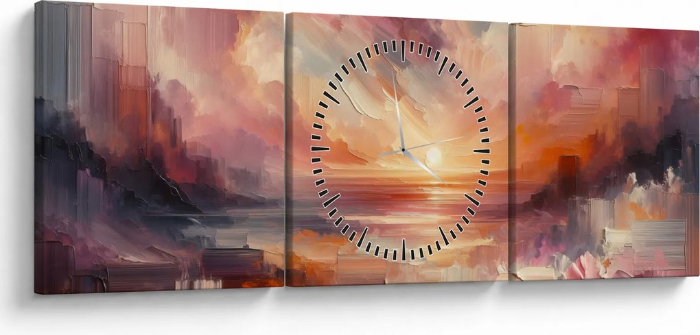 Obraz - Malowane zorze (z zegarem) (90x30 cm)