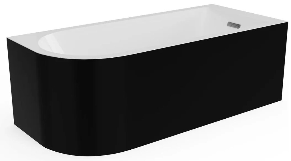 Wanna narożna - 201 l - 150 x 75 x 58 cm - Czarny z połyskiem - Prawostronna - ANIKA