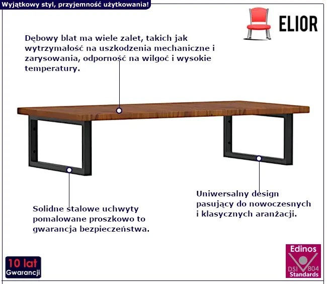 Ciemnobrązowa półka 100x50 czarne uchwyty B7-N06