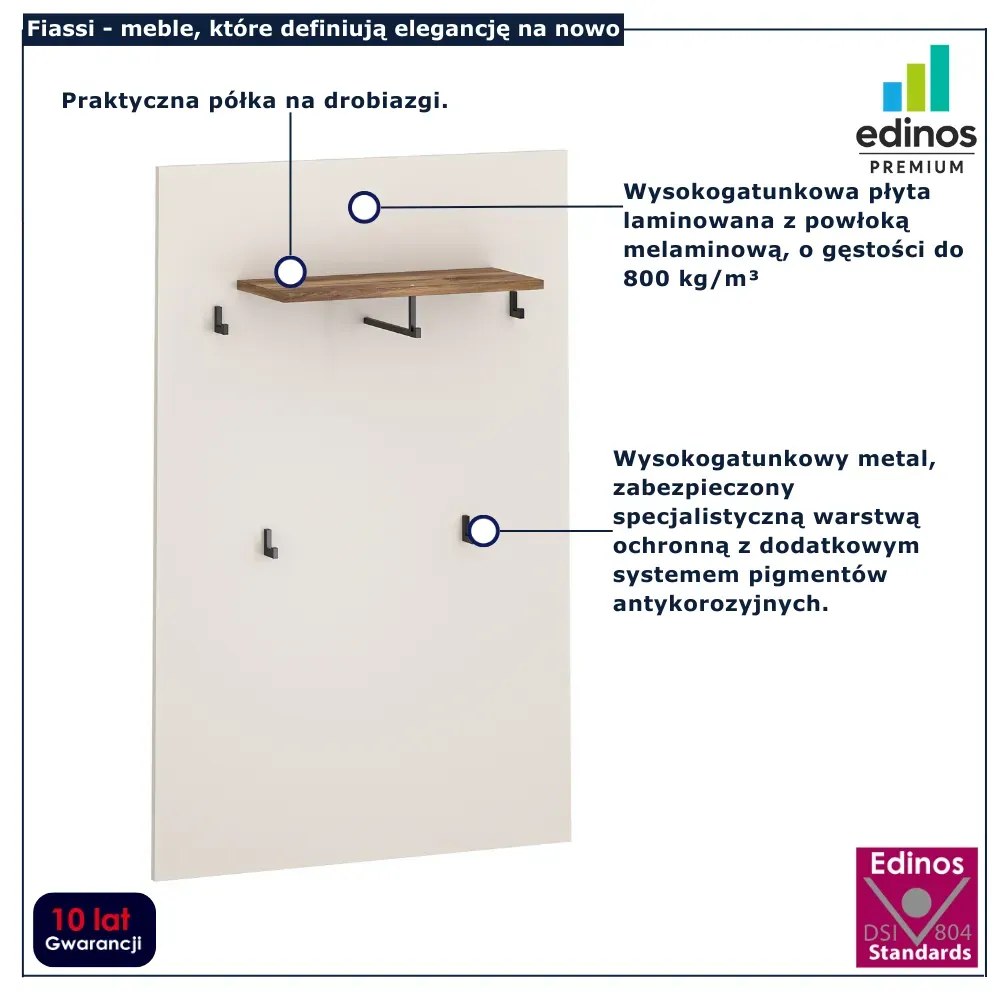 Wieszak ścienny z półką kaszmir + dąb castello A1-R78