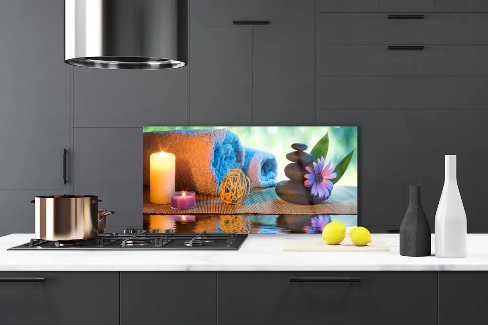 Panel Szklany Atmosfera Spa: Świece i Kwiaty