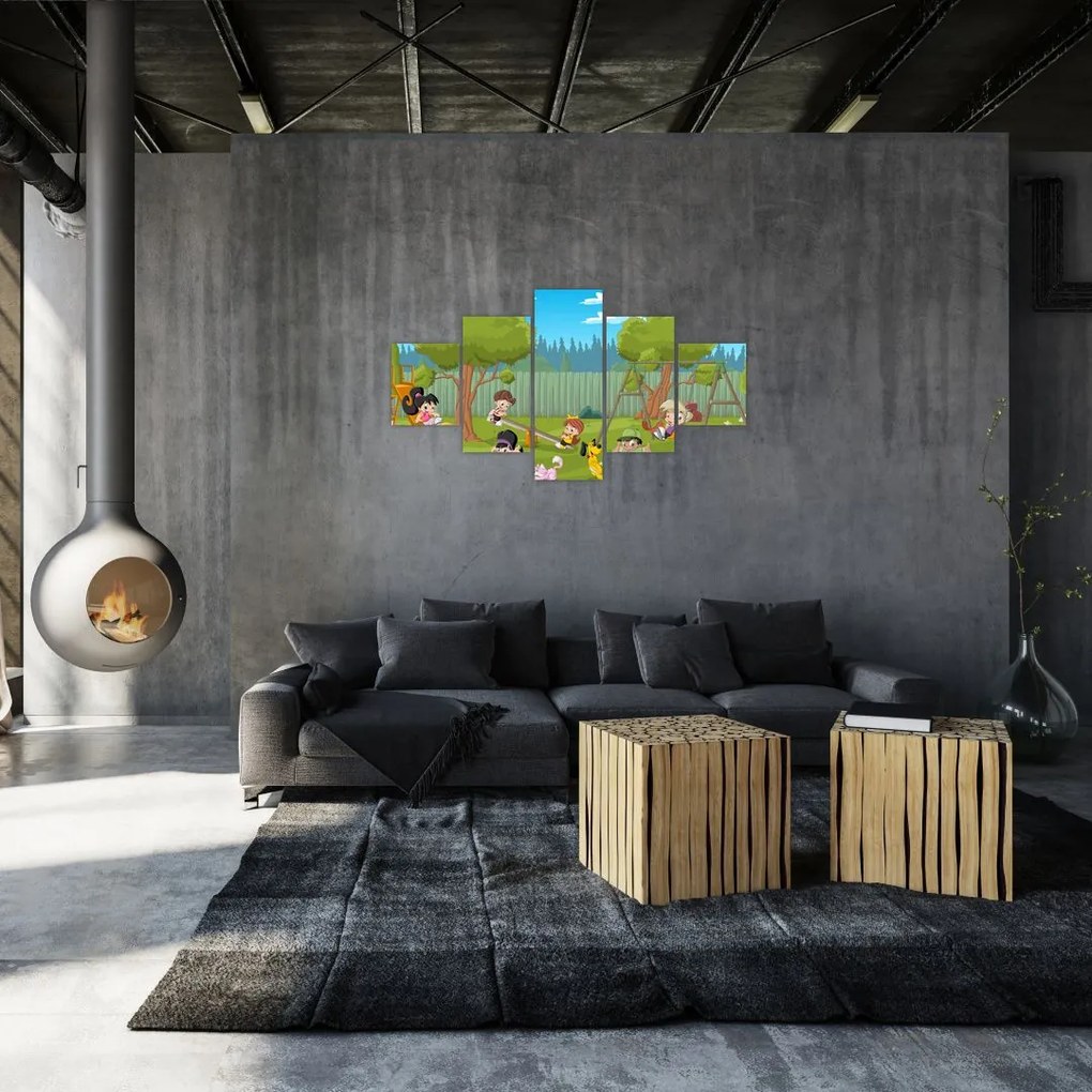 Obraz - Dzieci na placu zabaw (125x70 cm)