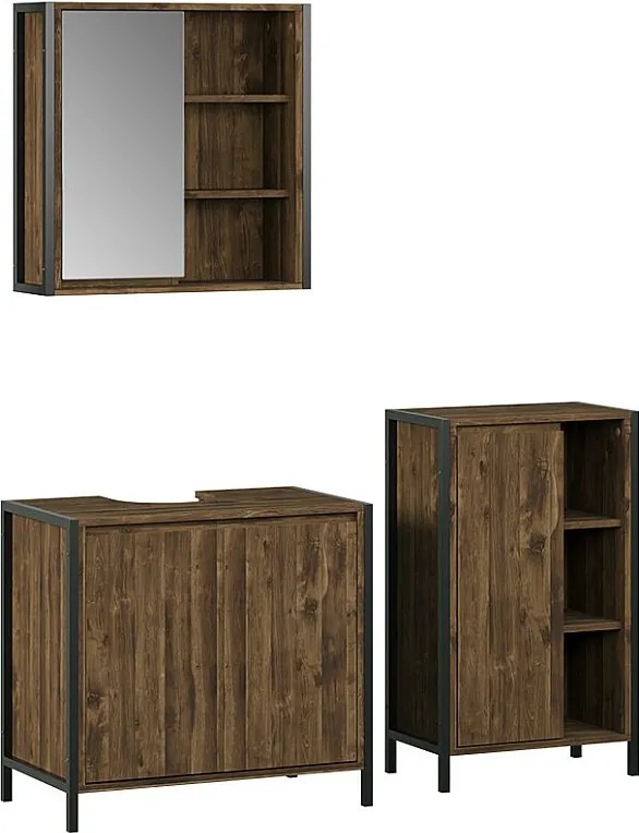 Zestaw mebli łazienkowych dąb/czarny 70x40x65 naola