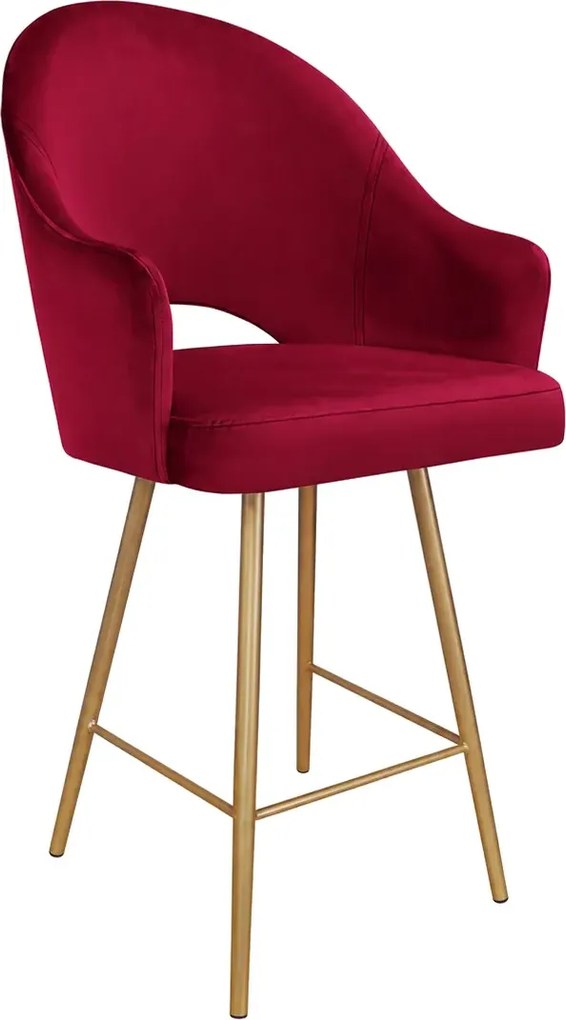 Hoker Velvet krzesło barowe tkanina Welur podstawa metalowa : Kolor nogi - Złota stożek, Kolor tkaniny - VELVET - MG31, Typ siedziska - Siedzisko stałe