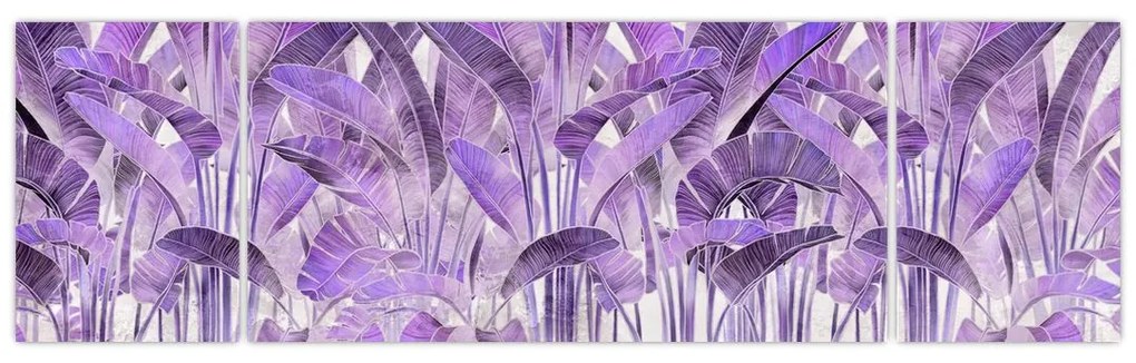 Obraz - Fioletowe liście w gipsie (170x50 cm)