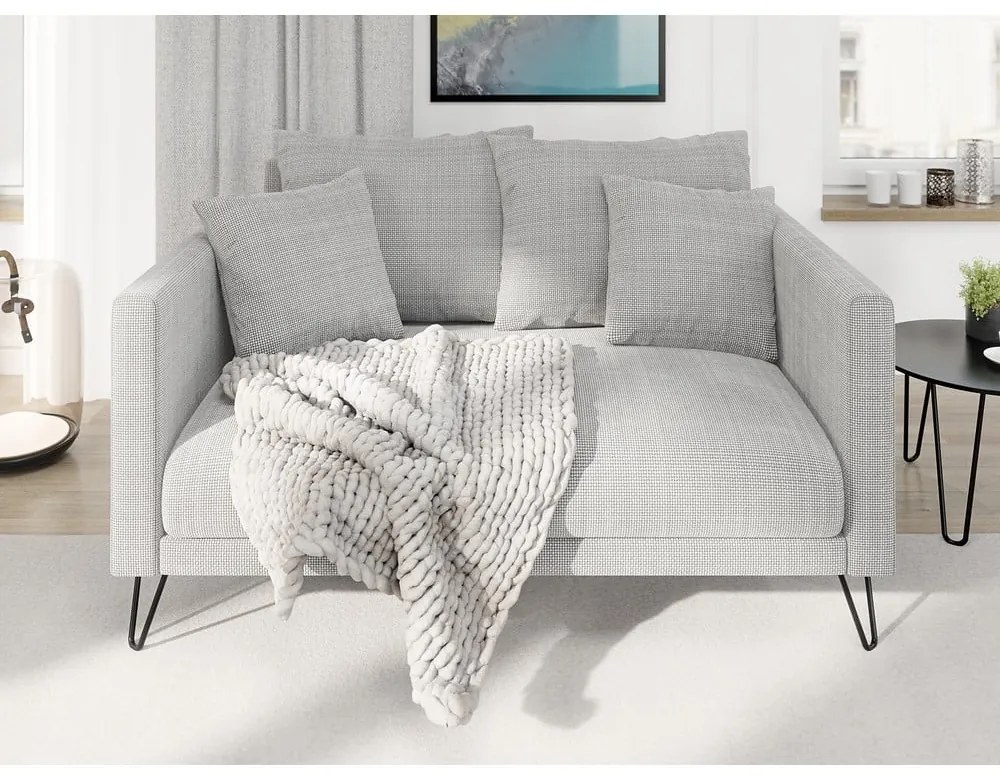 Jasnoszara sofa z tkaniny szenilowej 140 cm Freya – Ropez