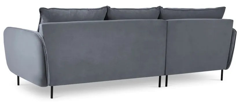 Szara narożna aksamitna sofa lewostronna Cosmopolitan Design Vienna