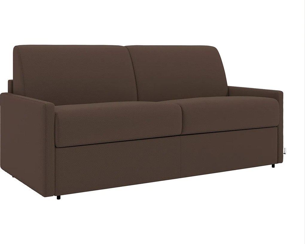 Kanapa 2-osobowa rozkładana typu express z brązowej tkaniny z siedziskiem z pianki z pamięcią kształtu - Pow. spania 120 cm - Materac 22 cm z pianki i z siedziskiem z pianki z pamięcią kształtu CALIFE