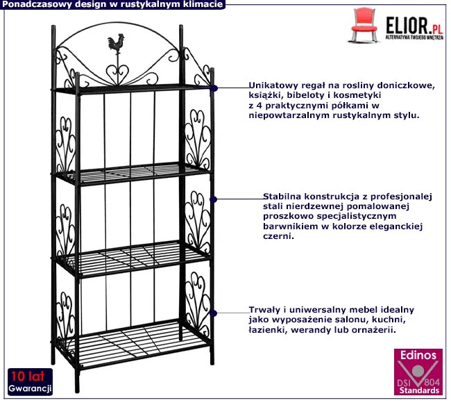Czarny metalowy stojak na kwiaty D5-G10