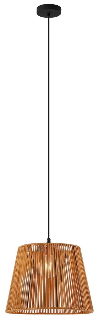 Zewnetrzna Zewnętrzna lampa wisząca czarna z pomarańczowym kloszem z liny IP44 - Cava JaylaJapandi Oswietlenie zewnetrzne