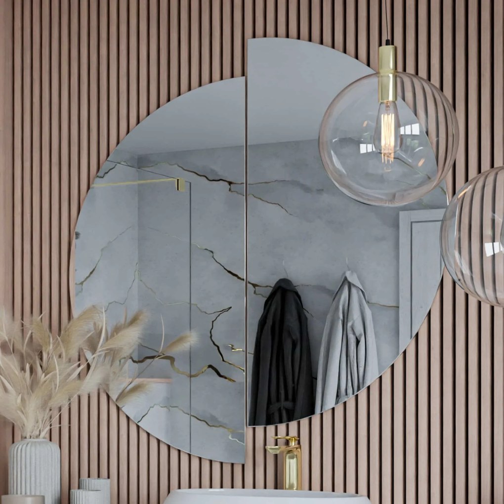 Lustro półokrągłe wiszące bezramowe oszlifowane MOON |Różne rozmiary | Różne kolory szkła : Kolor tafli szkła - Srebrny, Rozmiar - 120 x 60 cm