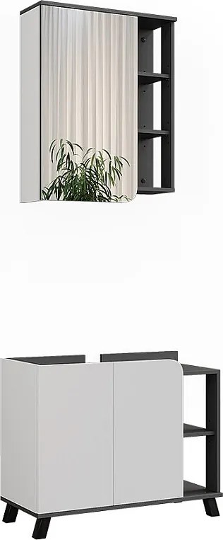 Zestaw mebli łazienkowych antracyt/biały 80x35x65 karen